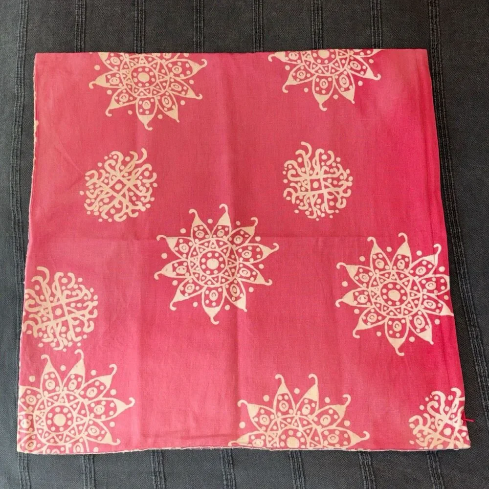 John Robshaw Pillow Shams Cotton Linen Set of 5 Diggi Coral Red & Others India